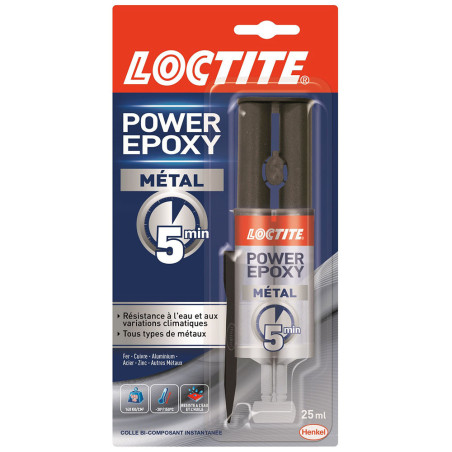 Colle Power Epoxy coloris métal Loctite 25ml