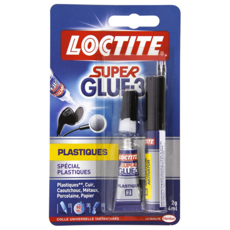 Colle plastiques Super Glue 3 Loctite 2g + 4ml