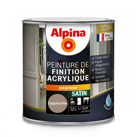 Peinture de finition acrylique Alpina 0,5L satin cappuccino - Fabrication française