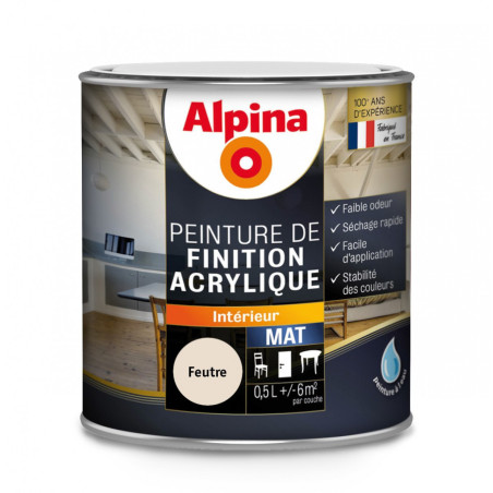 Peinture de finition acrylique Alpina 0,5L mat feutre - Fabrication française