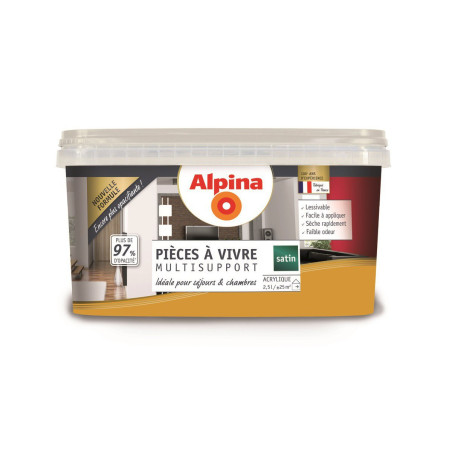 Peinture acrylique pièces à vivre Alpina 2,5L satin moutarde - Fabrication française