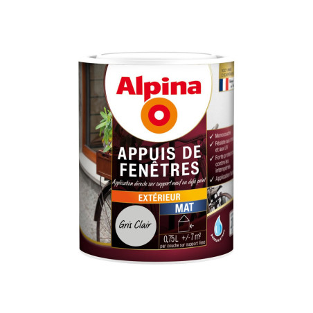 Appuis de fenêtres Alpina 0,75L mat gris clair - Fabrication française