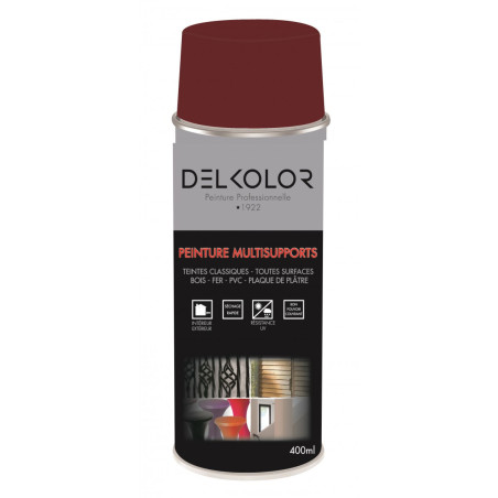 Peinture aérosol multisupport rouge pourpre RAL 3004 400ml Delkolor