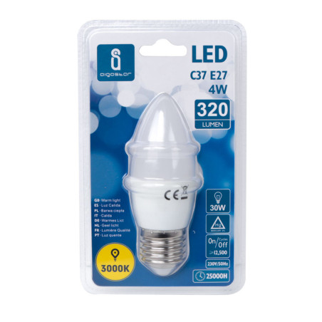 Ampoule LED E27 Flamme 4W (équivalent 30W) - Blanc chaud