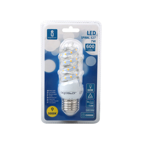 Ampoule LED E27 Spirale 7W (équivalent 60W) - Blanc chaud
