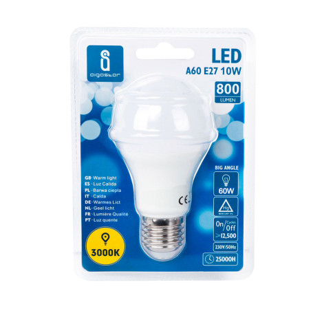 Ampoule LED E27 Standard 10W (équivalent 60W) - Blanc chaud