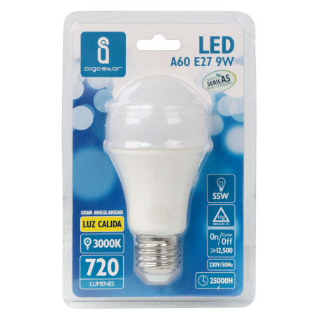 Ampoule LED E27 Standard 9W (équivalent 55W) - Blanc chaud