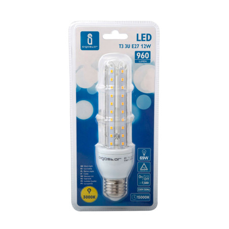 Ampoule LED E27 Tube 12W (équivalent 69W) - Blanc chaud