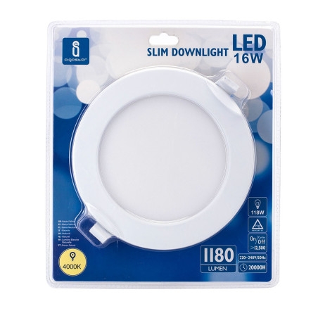 Spot LED 16W à encastrer extra-plat (équivalent 118W) - Blanc chaud