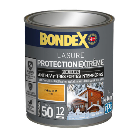 Lasure protection extrême bois Bondex 1L chêne doré - Durée 12 ans