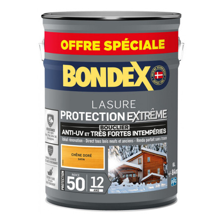 Lasure protection extrême bois Bondex 6L chêne doré - Durée 12 ans