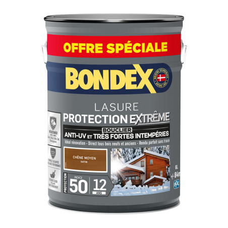 Lasure protection extrême bois Bondex 6L chêne moyen - Durée 12 ans
