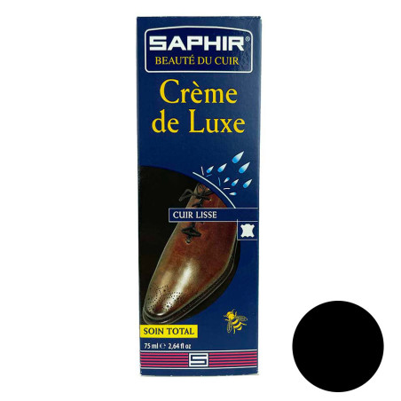 Crème de luxe cirage avec applicateur cuir noir 75ml Saphir