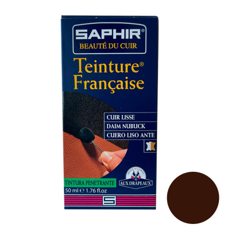 Teinture française cuir, daim & nubuck marron 50ml Saphir