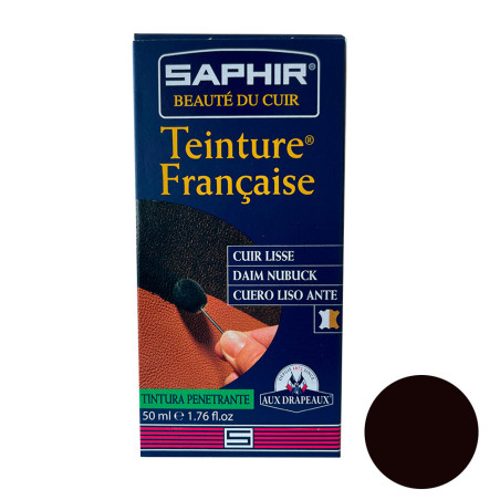 Teinture française cuir, daim & nubuck marron foncé 50ml Saphir