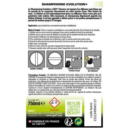 Shampoing Evolution + 750ml GS27