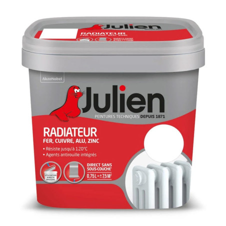 Peinture radiateur glycéro blanc mat Julien 0,75L
