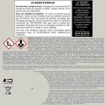 Insecticide liquide traitement bois 1L Libéron