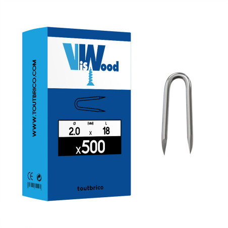 Boite 500 conduits pointe diamant 2,0 x 18mm acier poli - Viswood