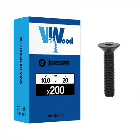 Boite 200 vis 6 pans creux 10 X 20mm FHC 10.9 brut - Viswood