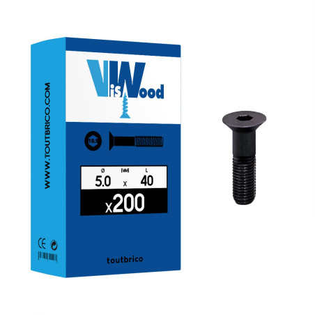 Boite 200 vis 6 pans creux 5 X 40mm filetage partiel FHC 10.9 brut - Viswood