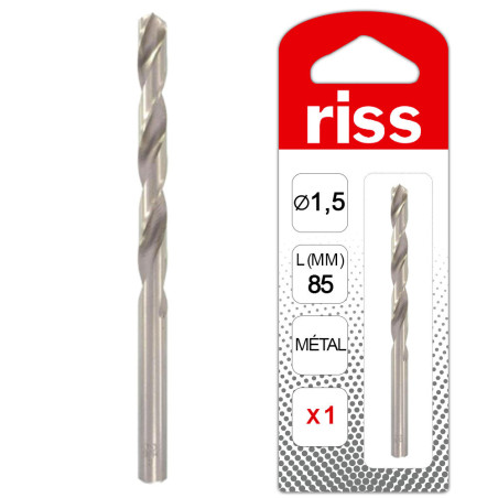 Foret à métaux HSS série longue Ø1,5 x 85mm - Riss