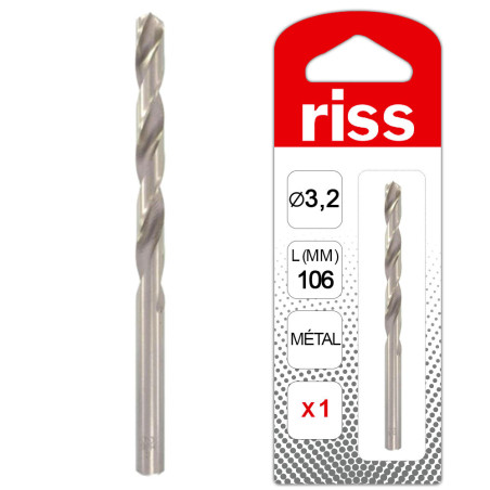Foret à métaux HSS série longue Ø3,2 x 106mm - Riss