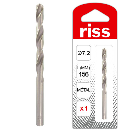 Foret à métaux HSS série longue Ø7,2 x 156mm - Riss
