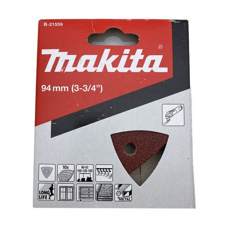 Assortiment 10 triangles abrasifs longue durée grain 60 à 240 pour bois - Makita