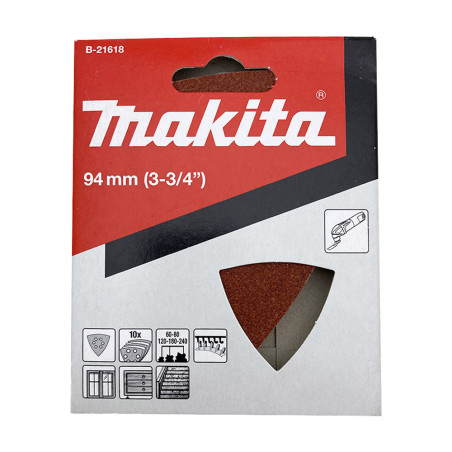 Assortiment 10 triangles abrasifs grain 60 à 240 pour bois - Makita