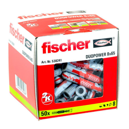 Boite 50 chevilles bi-matière Ø8 x 65mm DuoPower - Fischer