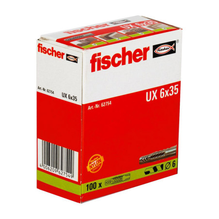 Boite 80 chevilles tous matériaux sans collerette UX Ø6 x 35mm - Fischer