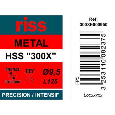 Foret à métaux HSS taillé meulé 300X Ø9,5mm - Riss