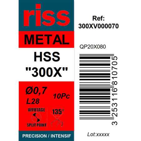 Boite 10 forets à métaux HSS taillé meulé 300X Ø0,7mm - Riss