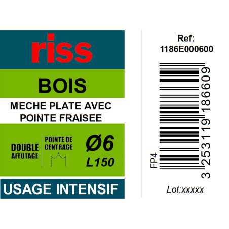 Mèche plate double brise copeaux Ø6mm - Riss
