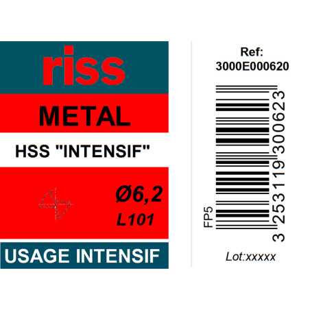 Foret à métaux HSS taillé meulé Ø6,2mm - Riss