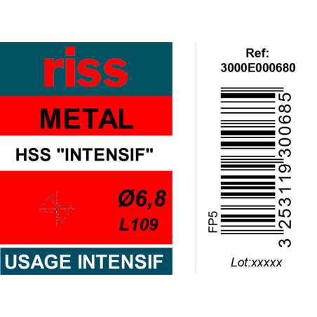 Foret à métaux HSS taillé meulé Ø6,8mm - Riss
