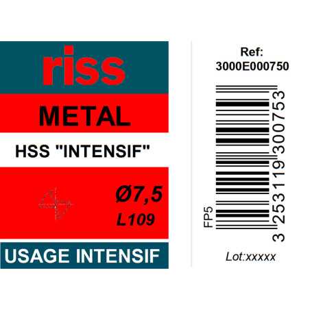 Foret à métaux HSS taillé meulé Ø7,5mm - Riss
