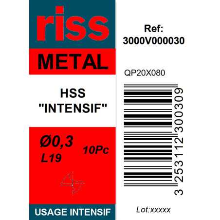 Boite 10 forets à métaux HSS taillé meulé Ø0,3mm - Riss
