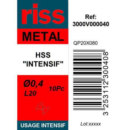 Boite 10 forets à métaux HSS taillé meulé Ø0,4mm - Riss