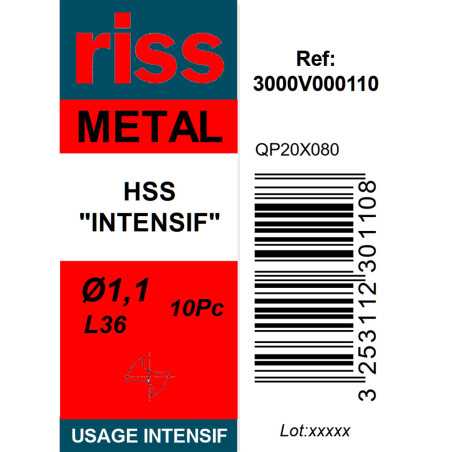 Boite 10 forets à métaux HSS taillé meulé Ø1,1mm - Riss