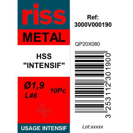 Boite 10 forets à métaux HSS taillé meulé Ø1,9mm - Riss