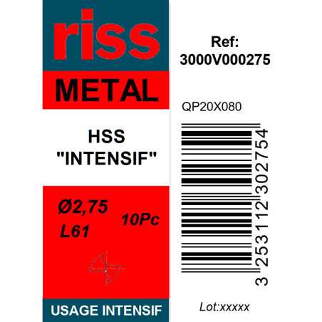 Boite 10 forets à métaux HSS taillé meulé Ø2,75mm - Riss