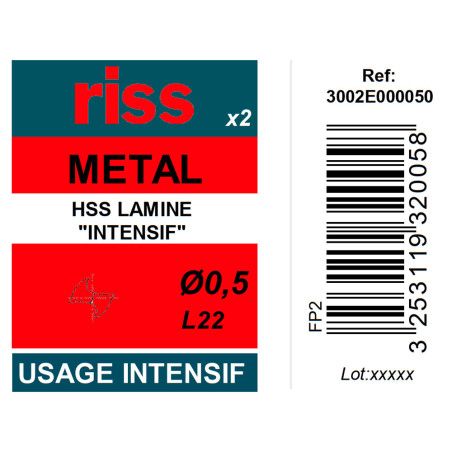 Etui 2 forets à métaux HSS taillés meulés Ø0,5mm - Riss
