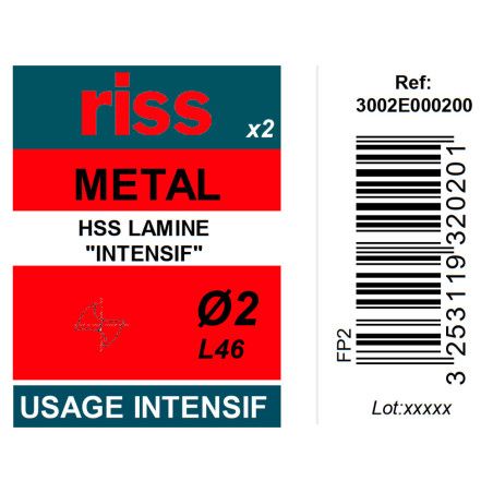 Etui 2 forets à métaux HSS taillés meulés Ø2mm - Riss