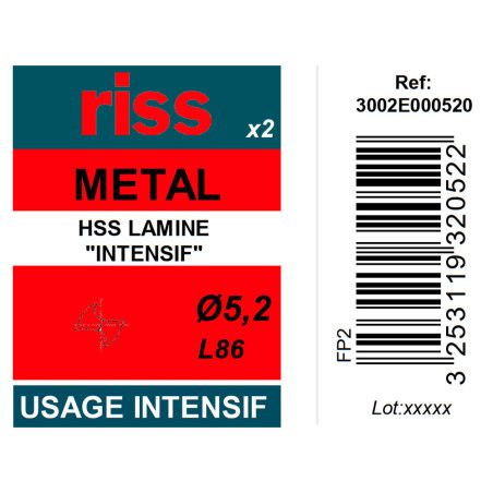 Etui 2 forets à métaux HSS taillés meulés Ø5,2mm - Riss