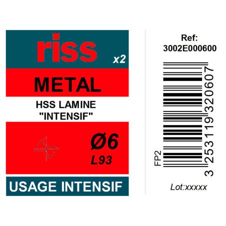 Etui 2 forets à métaux HSS taillés meulés Ø6mm - Riss