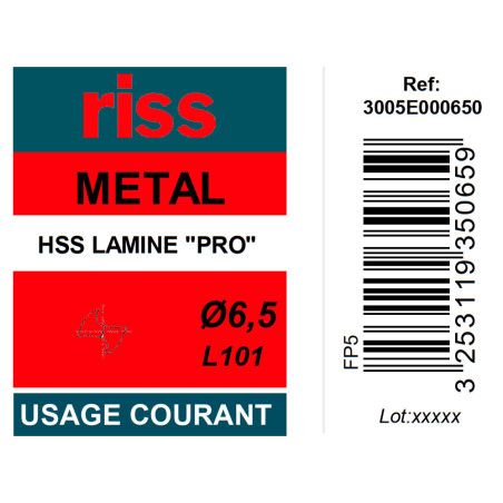Foret à métaux HSS laminé Pro Ø6,5mm - Riss