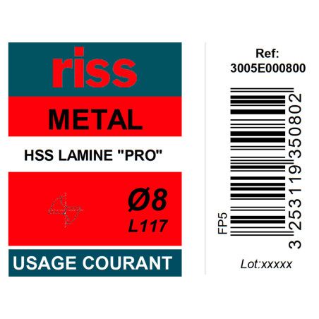 Foret à métaux HSS laminé Pro Ø8mm - Riss
