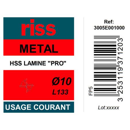 Foret à métaux HSS laminé Pro Ø10mm - Riss